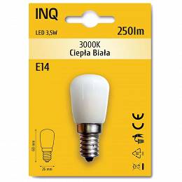 Lampa led E14 3,5W T26 250lm 3000K lodówka INQ