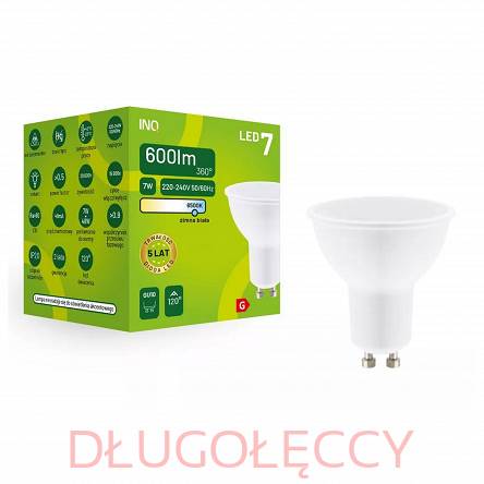 INQ lampa LED GU10 MR16 7W 600lm 6500K zimna biała