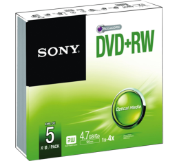 SONY DVD+RW SLIM 4.7GB x4 5 sztuk