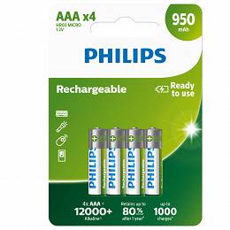 Akumulatorek PHILIPS 950mAh AAA R03 blister 4szt