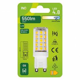 INQ G9 LED 4.8W 550lm 230V Owal 6500K 