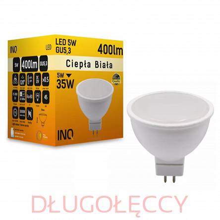 INQ GU5.3 5W 400lm LED 3000K ciepła biała AC/DC 12V