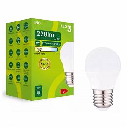 INQ E27 LED 3W (23W) 220lm G45 mała kulka 3000K ciepła biała