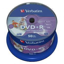 Płyta VERBATIM print DVD+R4.7GBx16 op.50 szt cake NO ID