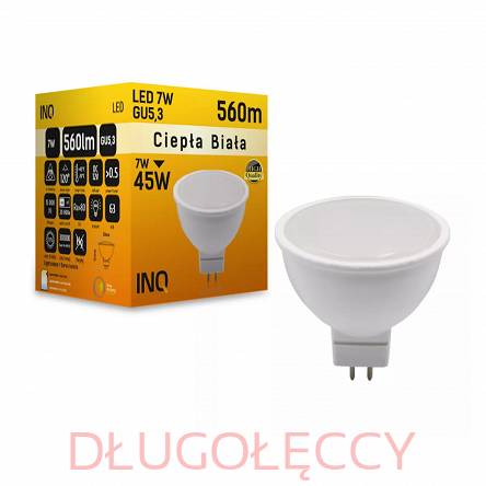 INQ GU5.3 7W 560lm LED  DC 12V 3000K ciepła biała