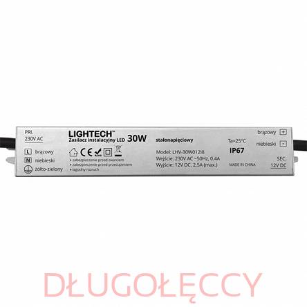 LIGHTECH Zasilacz instalacyjny LED 30W IP67