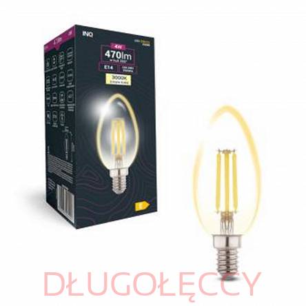 INQ Filament led C37 świeczka E14 4W 470lm 3000K