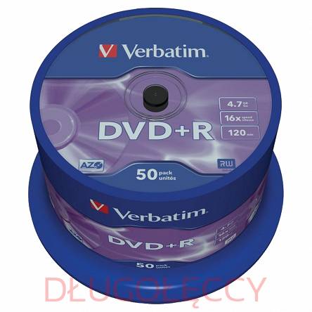 Płyta VERBATIM DVD+R4.7GBx16 op 50 szt.cake box