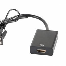 Adapter vga(m)+minijack 3.5mm(m)->hdmi(f) na kablu 20cm czarny Lanberg