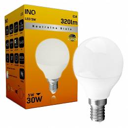 INQ E14 LED 5W 320lm P45 mała kulka 4000K neutralna biała