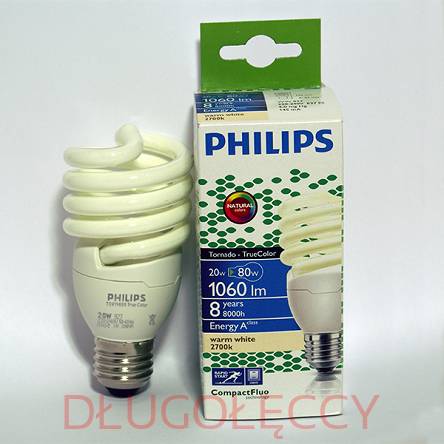 PHILIPS 20W E27 TORNADO TRUE COLOR