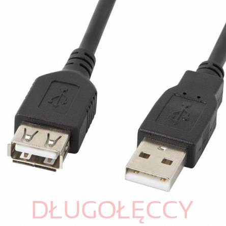 PRZEDŁUŻACZ USB-A M/F 2.0 5M CZARNY LANBERG