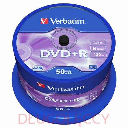 Płyta VERBATIM Datalife Azo DVD+R 4.7GB x16 op 50 szt.cake box