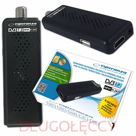 ESPERANZA TUNER CYFROWY DVB-T2 H.265/HEVC EV109