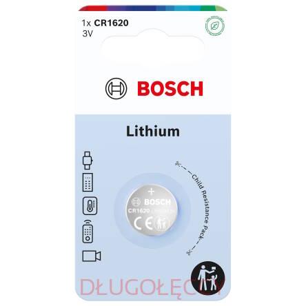 BOSCH CR1620 3V Profesjonalna bateria litowa 1szt