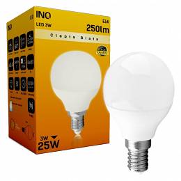 INQ E14 LED 3W 250lm P45 mała kulka 3000K ciepła biała