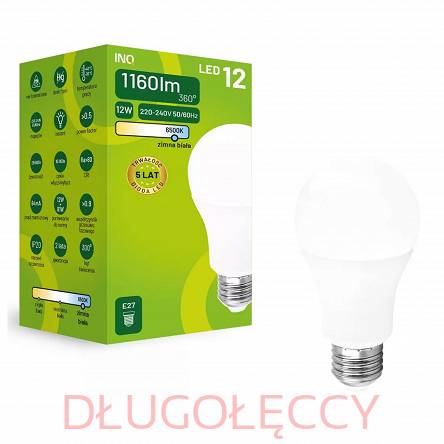 INQ lampa LED E27 12W 1160lm A60 6500K zimna biała 