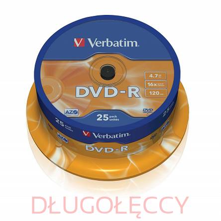 Płyta VERBATIM DVD-R4.7GBx16 op 25 szt. cake box