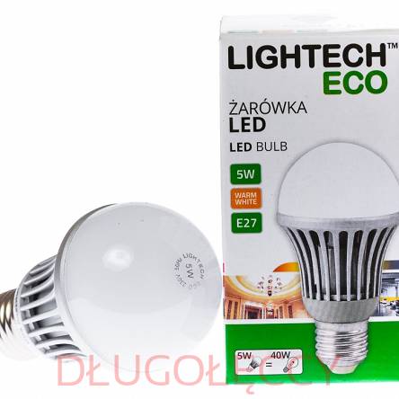 LIGHTECH LED 5W E27 410lm 3000K ciepła