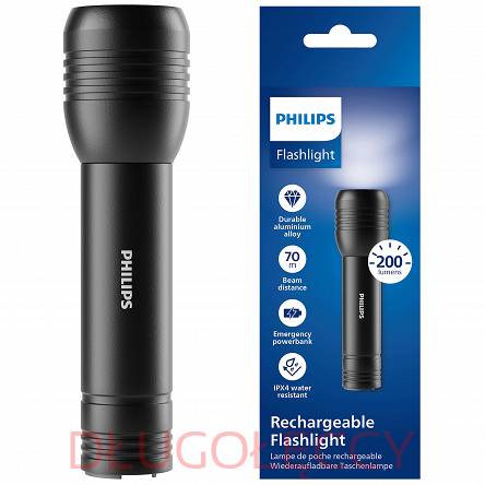 Philips Flashlights Latarka SFL7003R IPX4 200lm akumulatorowa, opcja powerbank