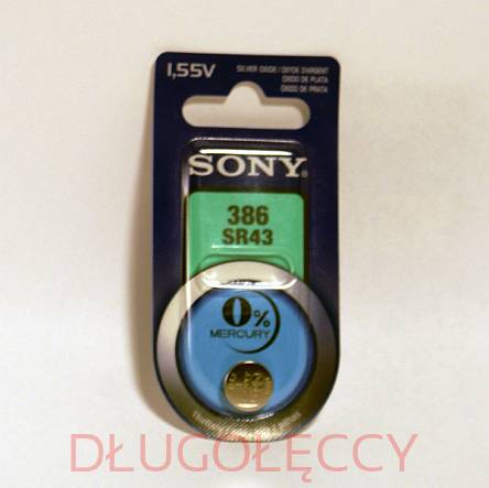 Bateria SONY SR43W 386 1.55V srebrowa