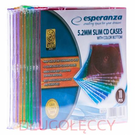 ESPERANZA ETUI na płyty CD slim kolor op.10 szt 