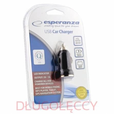 ESPERANZA EZ106 uniwersalna ładowarka samochodowa USB 1A