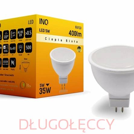 INQ GU5.3 5W 380LM LED 3000K ciepła biała AC/DC 12V