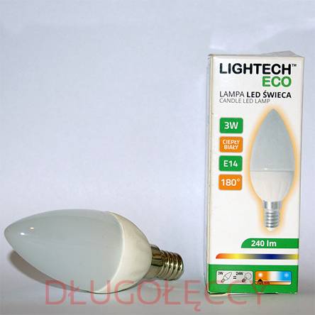 LIGHTECH ECO LED 3W E14 świeczka matowa ciepła