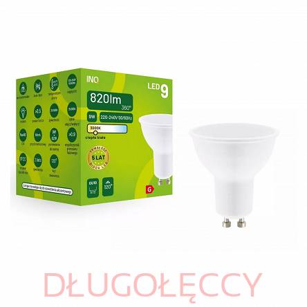 INQ lampa LED GU10 MR16 9W (62W) 820lm 3000K ciepła biała