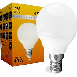 INQ E14 LED 7W (40W) 470lm P45 mała kulka 6000K barwa zimna