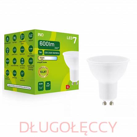 INQ lampa LED GU10 MR16 7W 600lm 3000K ciepła biała