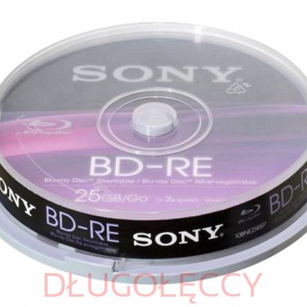 SONY BD-RE 25GB 1-2x płyta Blu-ray wielokrotnego zapisu cake 10szt