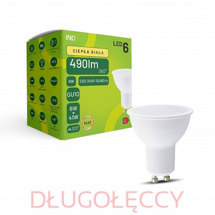 INQ lampa LED GU10 6W 490lm 3000K ciepła biała