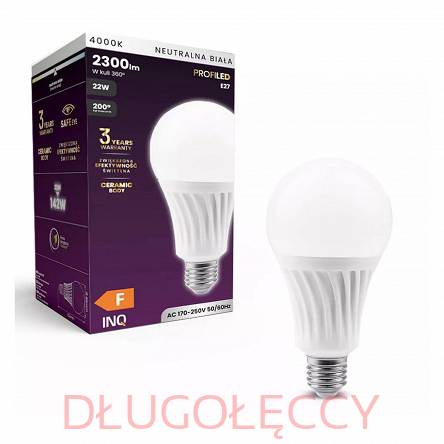 INQ Lampa LED PROFI 22W 2300lm A80 E27 ceramika neutralna