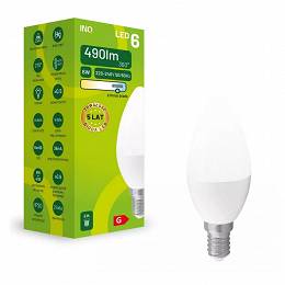 INQ E14 6W 490lm C37 żarówka LED świeczka 6500K zimnaa biała