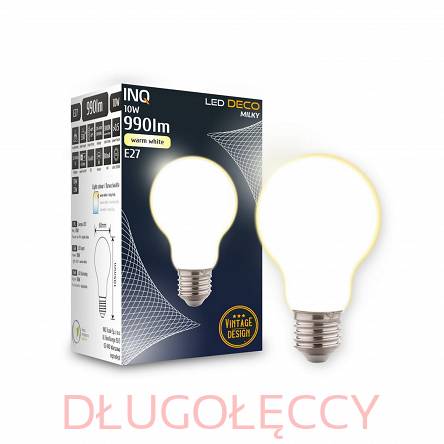 INQ E27 10W  990lm A60 3000K mleczny filament