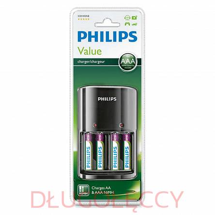 Ładowarka PHILIPS na 4 akumulatorki AAA/AA + 4x800mAh NiMH AAA