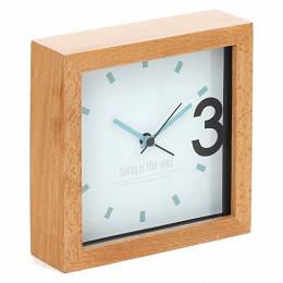 APRIL zegarek z budzikiem w drewnianej obudowie 13x13cm