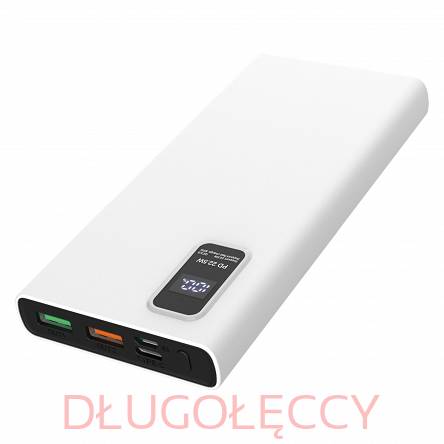 PLATINET POWER BANK 10000mAh Polymer PD 3.0 QC 3.0 LED Screen biały