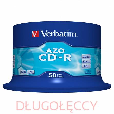 Płyta CD-R VERBATIM AZO CD-R80 700MBx16 cakebox 50 szt 