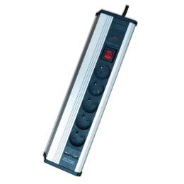 Listwa zabezpieczająca 5G z/u 1,5 m z włącznikiem 2xUSB ELEKTRO czarno-szara | 3500 W | przedłużacz listwowy