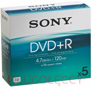 SONY 5 płyt DVD+R 16x w standardowych pudełkach