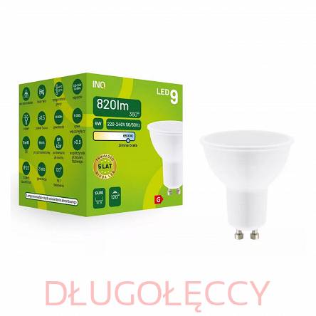 INQ lampa LED GU10 MR16 9W (62W) 820lm 6500K zimna biała