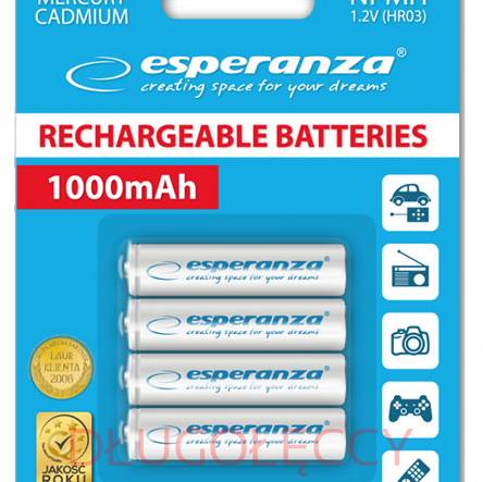 Akumulatorki Ni-MH AAA 1000mAh 4szt. Esperanza