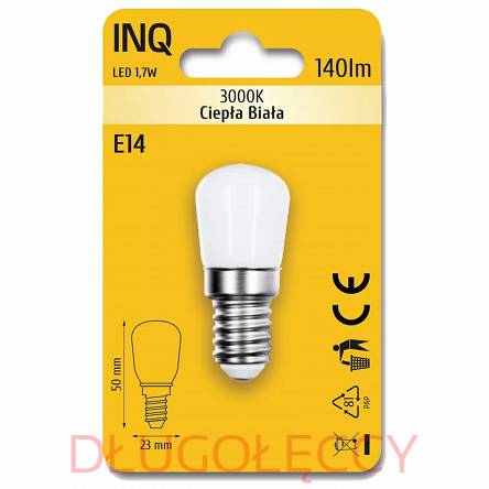 Lampa led E14 1,7W T22 140lm 3000K lodówka INQ