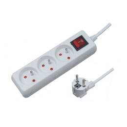 Przedłużacz 3 gniazda z uziemieniem 3m  biały ELEKTRO