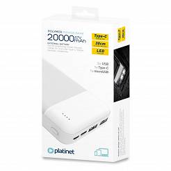 PLATINET POWER BANK 20000mAh Polymer  biały