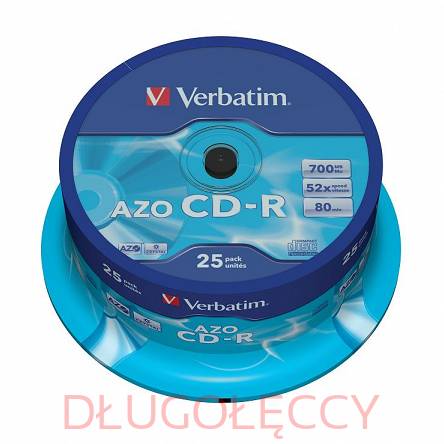 Płyta CD-R VERBATIM AZO CD-R80 700MBx52 op. 25 szt 