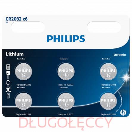 PHILIPS CR2032 3V bateria litowa 6szt